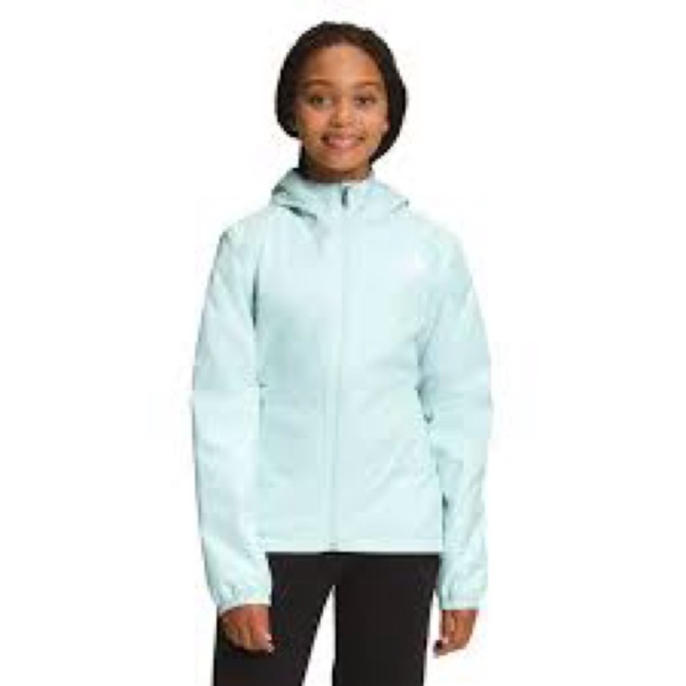 The North Face Blue Raincoat with Adjustable Hood and Weather-Resistant Fabric